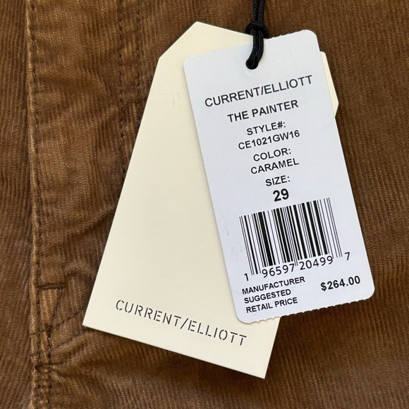 CURRENT/ELLIOTT The Painter Corduroy Wide Leg Jeans in Caramel Size 29 NWT - Picture 10 of 14